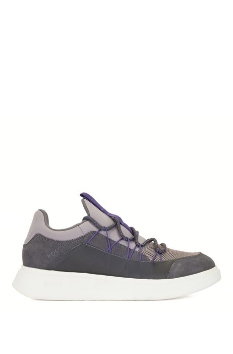 Sock-construction trainers with mesh and suede, Grey