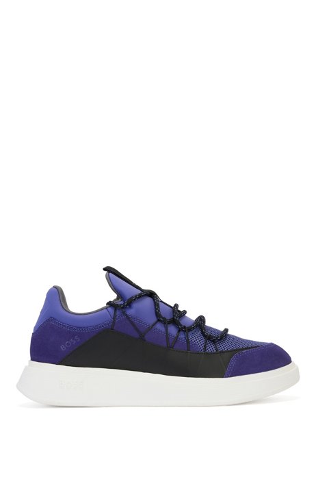 Sock-construction trainers with mesh and suede, Purple
