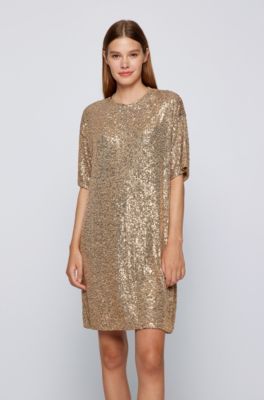 gold sequin t shirt dress