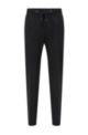 Slim-fit trousers in stretch jersey with drawstring waist, Black