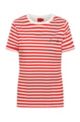 Striped slim-fit T-shirt in organic cotton with slogan, Red Patterned