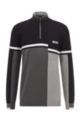 Colour-blocked quarter-zip sweater in water-repellent fabric , Black