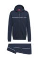 Regular-fit tracksuit in French terry with red piping, Dark Blue