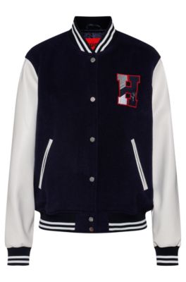 HUGO Woolblend varsity jacket with branding