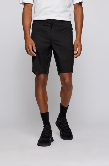Multi-functional regular-fit shorts in recycled fabric, Black