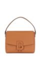 Italian-leather shoulder bag with appliquéd 'B' detail, Light Brown