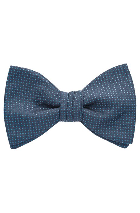 Bow tie in pure silk with micro pattern, Dark Blue