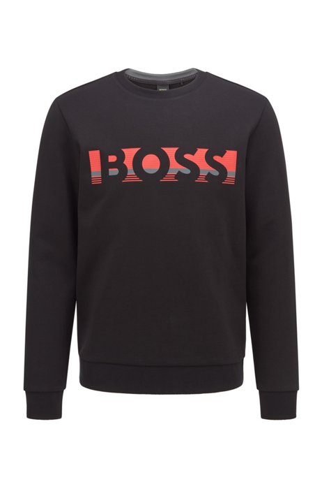 Uniseks sweater van een katoenmix met logo-artwork, Zwart