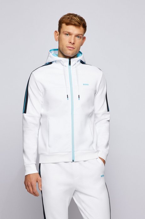 Unisex hooded sweatshirt with logo details, White