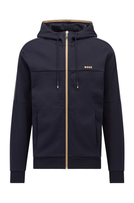 Unisex hooded sweatshirt with logo details, Dark Blue