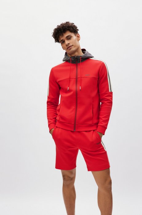 Uniseks sweater met capuchon en logodetails, Rood