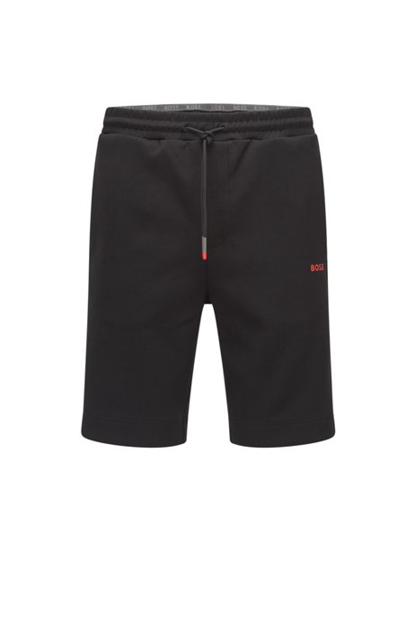 Cotton-blend shorts with contrast logo, Black