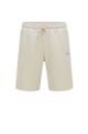 Cotton-blend shorts with contrast logo, Light Beige
