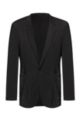 Unlined slim-fit jacket in bi-stretch virgin wool, Dark Grey