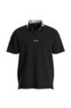Relaxed-fit polo shirt with printed collar, Black