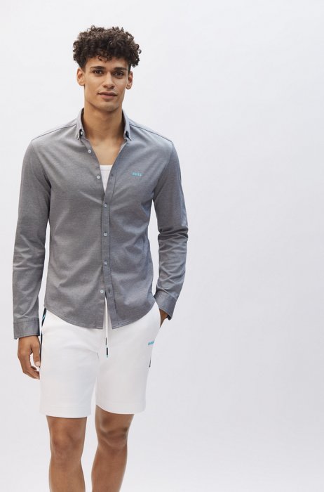 Regular-Fit Hemd aus Baumwolle mit Button-Down-Kragen, Dunkelblau