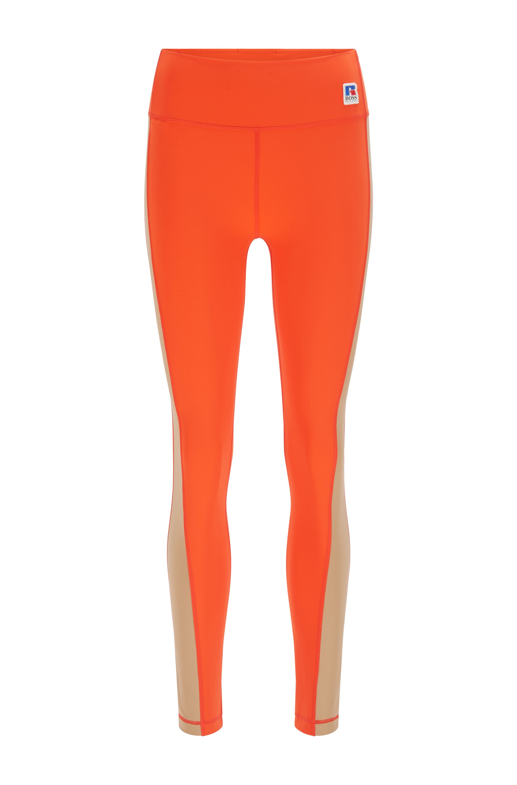 Leggings con bloques de color y logo exclusivo, Naranja