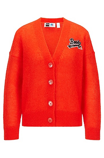 专属徽标装饰宽松版型开衫,  821_Bright Orange