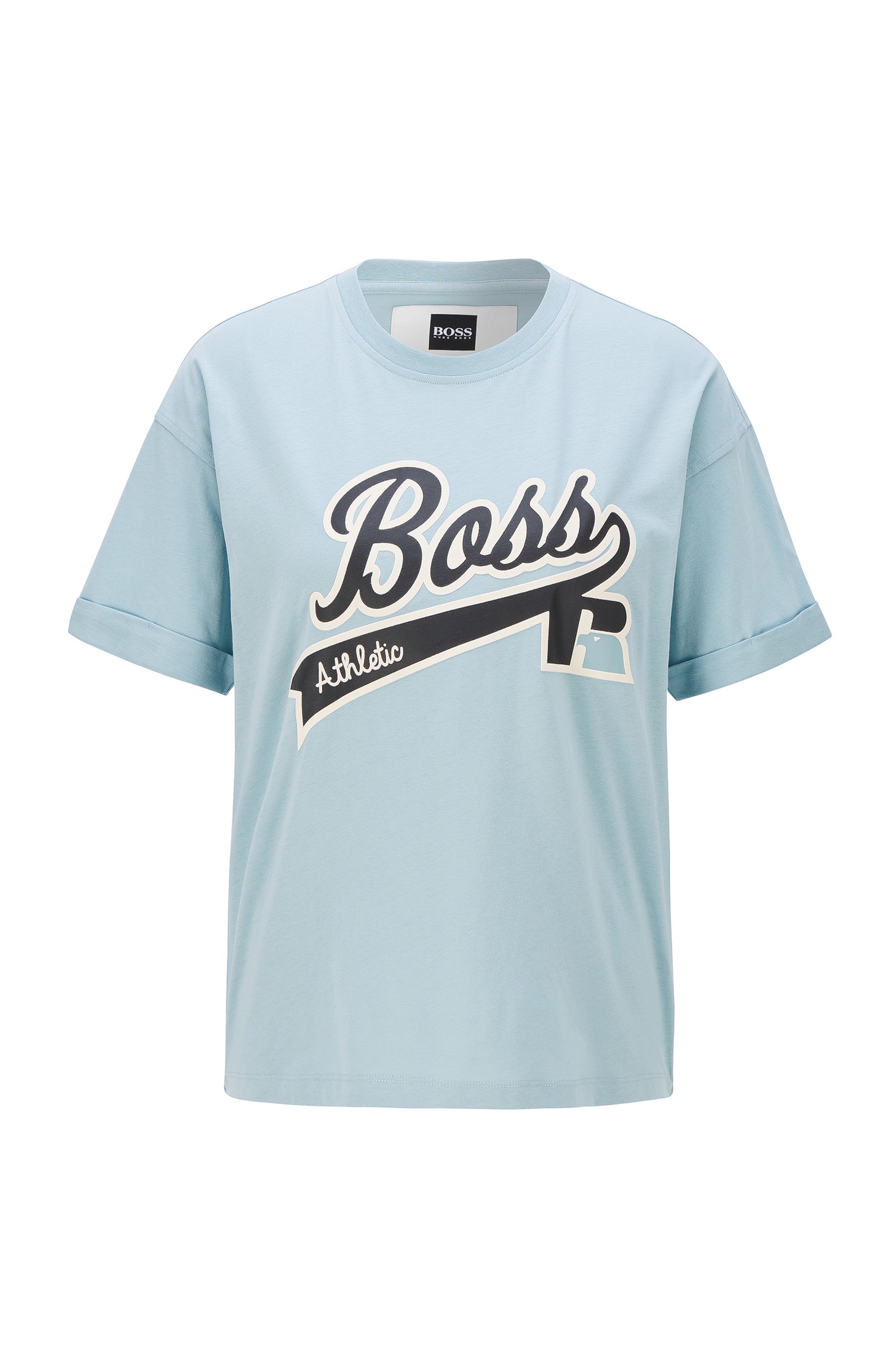 T-shirt Relaxed Fit en coton biologique avec logo imprimé, Turquoise