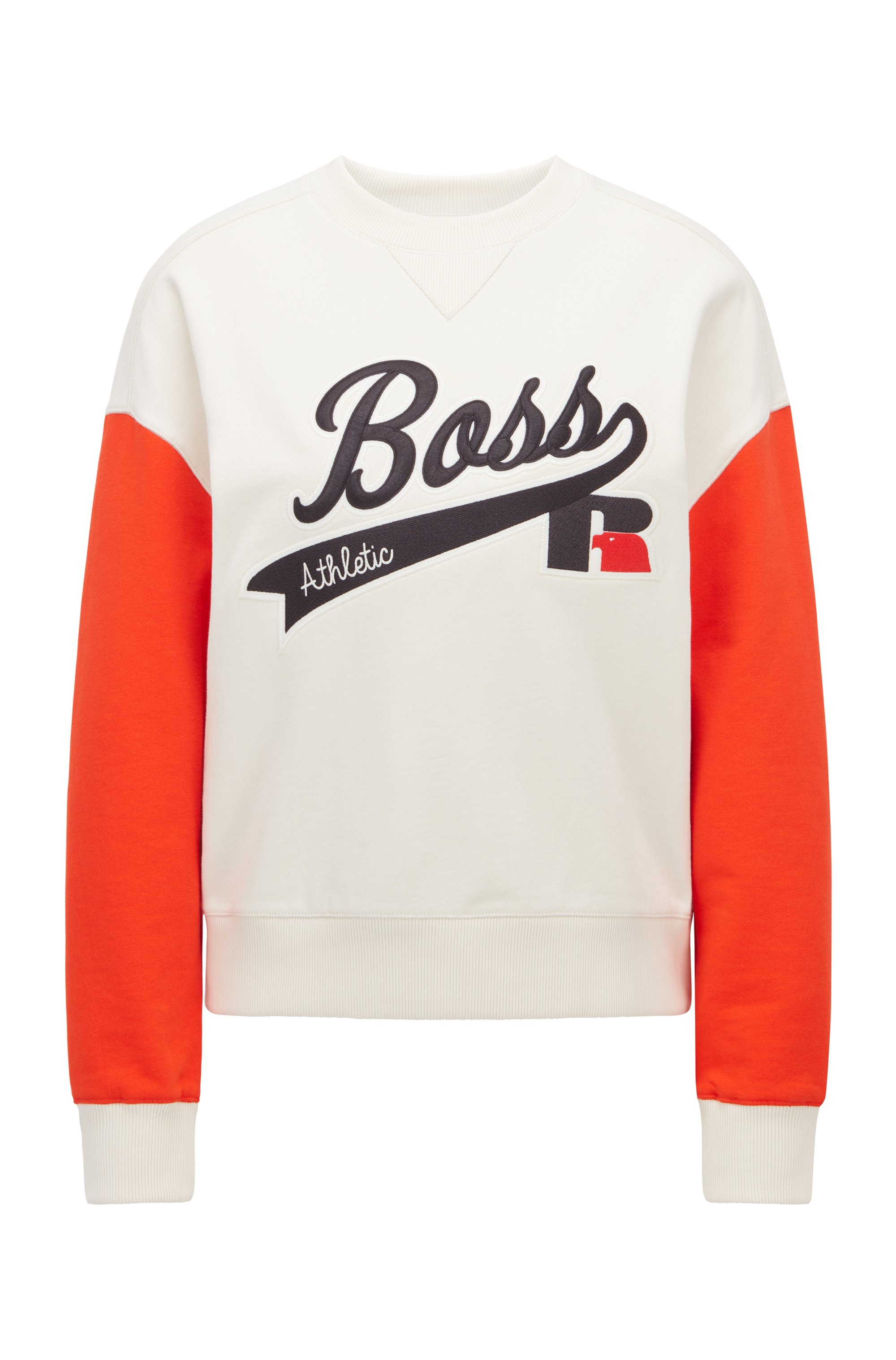 Organic-cotton-blend sweatshirt with collection logo embroidery, White