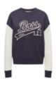 Organic-cotton-blend sweatshirt with collection logo embroidery, Dark Blue