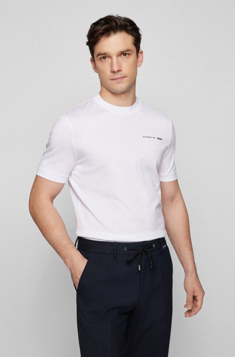 Camiseta de algodón orgánico con estructura de malla, Blanco