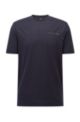 Mesh-structured T-shirt in organic cotton, Dark Blue
