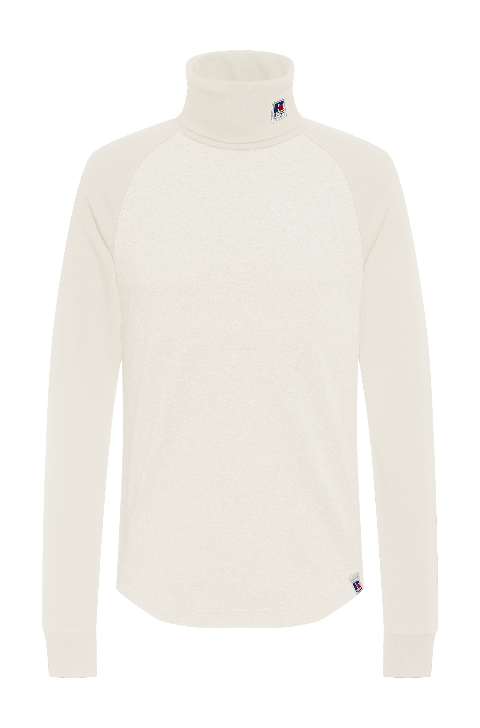 Pima-cotton rollneck T-shirt with exclusive branding, White