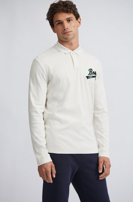 Poloshirt aus Pima-Baumwolle mit exklusivem Logo, Weiß