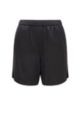 Logo pyjama shorts in satin jacquard with side pockets, Black