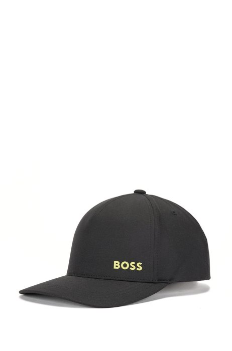 Recycled-material cap with contrast logo and metal closure, Black