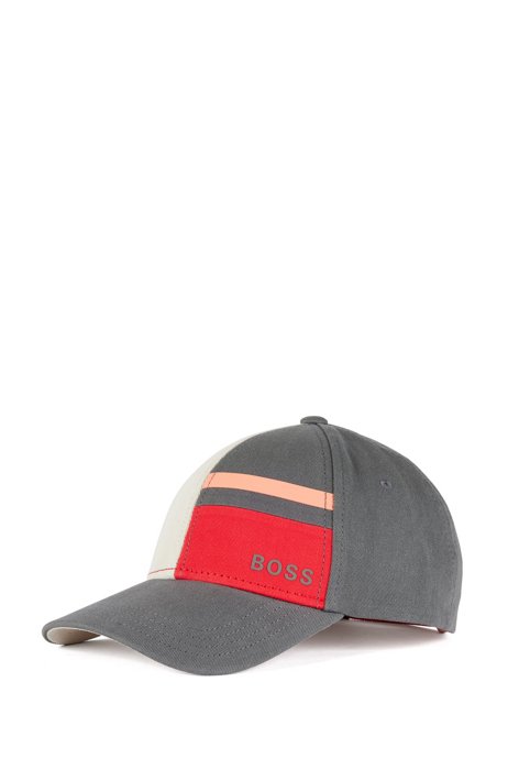 Cotton-twill cap with color-blocking, Dark Grey
