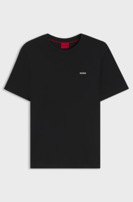 Cotton-jersey T-shirt with logo print, Black