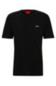 Camiseta de punto de algodón con logo en el pecho, Negro