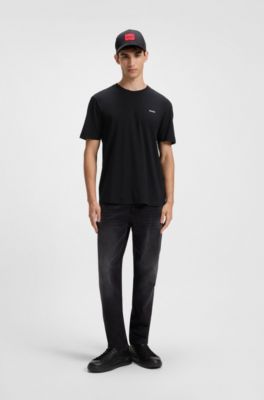 Cotton-jersey T-shirt with logo print, Black