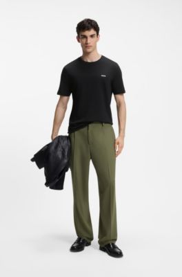 Cotton-jersey T-shirt with logo print, Black