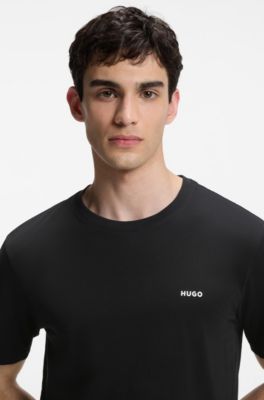 Cotton-jersey T-shirt with logo print, Black