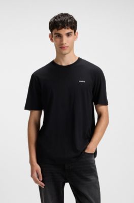 Cotton-jersey T-shirt with logo print, Black