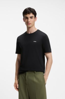 Cotton-jersey T-shirt with logo print, Black