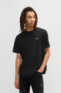 Cotton-jersey T-shirt with logo print, Black