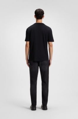 コットンジャージー Tシャツ ロゴプリント, ブラック