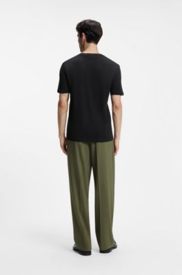 Cotton-jersey T-shirt with logo print, Black