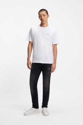 Cotton-jersey T-shirt with logo print, White