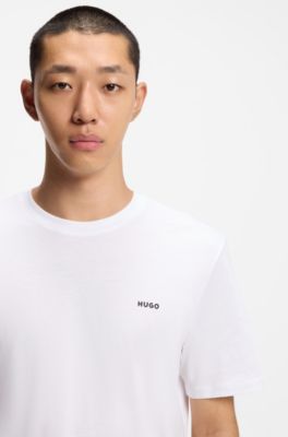 T-shirt en jersey de coton avec logo imprim&eacute;, Blanc