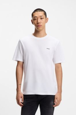 Cotton-jersey T-shirt with logo print, White