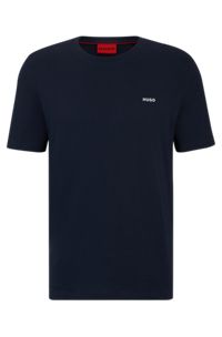 Cotton-jersey T-shirt with logo print, Dark Blue