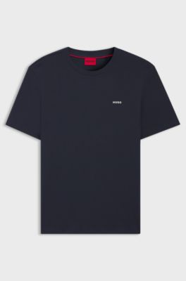 Cotton-jersey T-shirt with logo print, Dark Blue