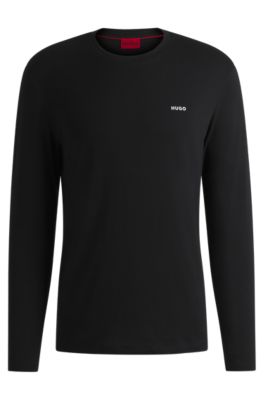 HUGO - Long-sleeved T-shirt in cotton jersey with logo print