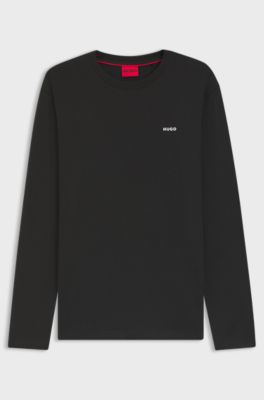 Cotton-jersey T-shirt with logo print, Black