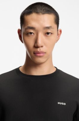 Cotton-jersey T-shirt with logo print, Black